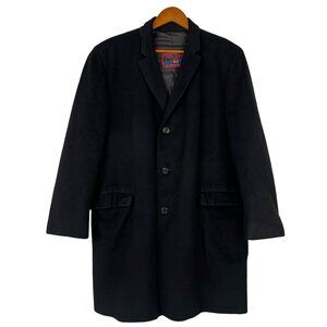 Pakasha Eagle Pea Coat Size 48 Cashmere Vintage Collared Long Sleeve Black